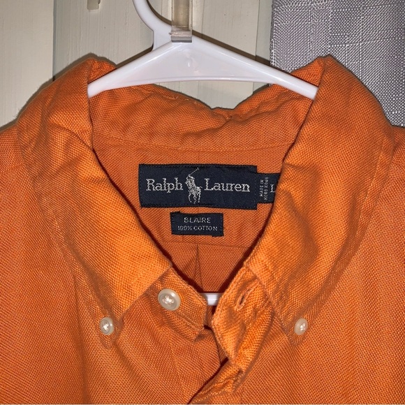 ๐Men's Ralph Lauren "Blair" Pumpkin Orange Button Long Sleeve Shirt size Large - Picture 2 of 4